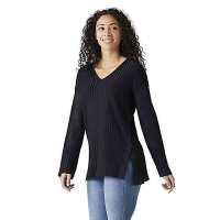 Smartwool Women's Shadow Pine V-Neck Rib Sweater - Medium - Charcoal Heather