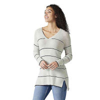Smartwool Women's Shadow Pine Pointelle Stripe Tunic Sweater - Small - Ash Heather