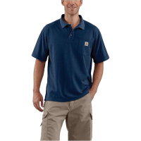 Carhartt Men's Contractor's Work Pocket Polo T-Shirt - Large Regular - Dark Cobalt Blue Heather