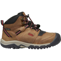 KEEN Youth Ridge Flex Mid WP Boot - 2 - Bison / Red Carpet