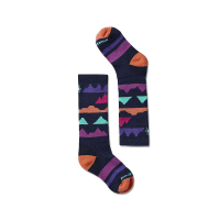 Smartwool Kids' Wintersport Full Cushion Mountain Pattern Over The Cal - Small - Deep Navy / Bright Coral