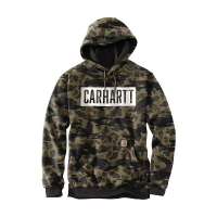 Carhartt Men's Loose Fit Midweight Hooded Camo Graphic Sweatshirt - Medium Regular - Black Blind Duck Camo