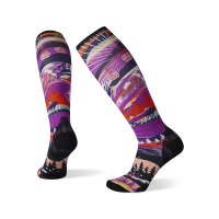 Smartwool Women's Perf Ski Zero Cushion Skication Printed Over The Cal - Small - Desert Orchid