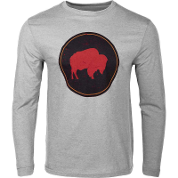 Mountain Khakis Men's Bison Patch LS T-Shirt - Small - Heather Grey