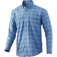 Huk Men's Tide Point Plaid LS Shirt - Small - Dusk Blue
