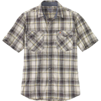 Carhartt Men's Rugged Flex Relaxed-Fit Lightweight SS Snap-Front Plaid - Large Regular - Olive