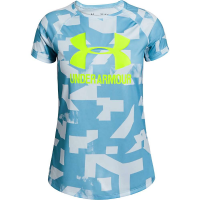 Under Armour Girls' Big Logo Novelty SS Top - Small - Coded Blue /  / High-Vis Yellow