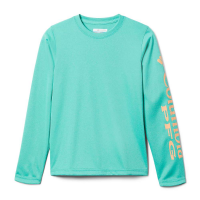 Columbia Boys' Terminal Tackle Heather LS Top - XL - Electric Turquoise Heather / Bright Nectar Logo