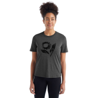 Icebreaker Women's Central SS Tee - Flora Forms - Large - Gritstone Heather