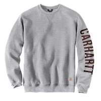 Carhartt Men's Loose Fit Midweight Crewneck Logo Sleeve Graphic Sweats - XL Regular - Heather Grey