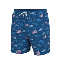 Huk Men's Pursuit Volley Fish And Flags 5.5 Inch Short - Large - Set Sail