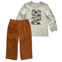 Carhartt Toddler Boys' LS T-Shirt and Canvas Pant Set - 4T - Carhartt Brown