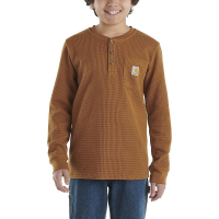 Carhartt Boys' Henley Pocket LS T-Shirt - Small - Carhartt Brown