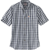 Carhartt Men's Relaxed-Fit Lightweight SS Button-Front Plaid Shirt - Medium Regular - Navy