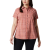 Columbia Women's Silver Ridge Novelty SS Shirt - XL - Dark Coral Windowpane