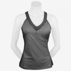 Fila Ruffles & Stripes Stripe Halter Tank Women's Tennis Apparel Black Stripe/Black
