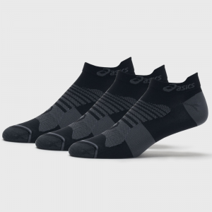 ASICS Quick Lyte Plus No Show Tab Socks 3 Pack Men's Socks Performance Black/Carrier Grey