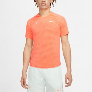 Nike Rafa Aeroreact Crew Spring 2021 Men's Tennis Apparel Bright Mango/Barely Green