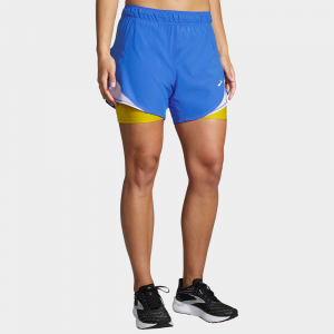 Brooks Chaser 5" 2-in-1 Shorts Women's Running Apparel Bluetiful/Golden Hour