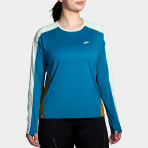 Brooks Sprint Free Long Sleeve 2.0 Women's Running Apparel Pacific/Lightest Sky/Ochre