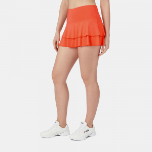 Fila Essentials Tiered Ruffle Skirt Women's Tennis Apparel Fiery Coral