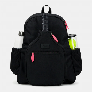 Ame & Lulu Pickleball Time Backpack Pickleball Bags Black/Coral