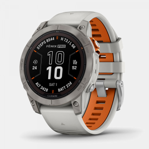 Garmin fenix 7 Pro Sapphire Solar Edition GPS Watch GPS Watches Titanium with Fog Gray/Ember Orange Band