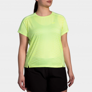 Brooks Sprint Free Short Sleeve 2.0 Women's Running Apparel Lime/Interval Gradient