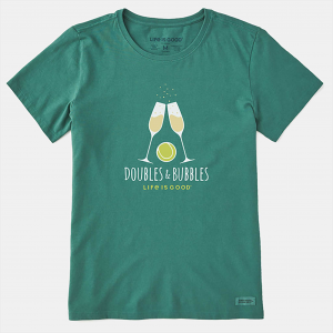 Life is Good Doubles & Bubbles Crusher-Lite Tee Women's Tennis Apparel Spruce Green
