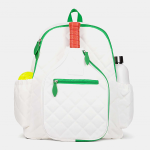 Ame & Lulu Pickleball Time Backpack Pickleball Bags Quilted White Green