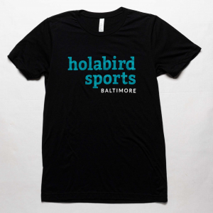 Holabird Sports Baltimore Short Sleeve Tees 2024 Unisex Running Apparel Black with Aqua Marine/White