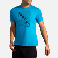 Brooks Distance Graphic Short Sleeve Men's Running Apparel Electric Blue/Brooks Repeat