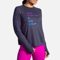 Brooks Distance Graphic Long Sleeve Women's Running Apparel Heather Navy/Everyday