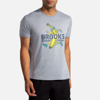 Brooks Distance Graphic Short Sleeve Men's Running Apparel Heather Ash/Brooks Banana