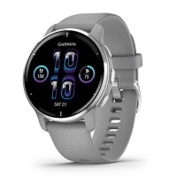 Garnim Venu 2 Plus GPS Watch GPS Watches Silver Stainless Steel Bezel with Powder Gray Case