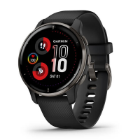 Garnim Venu 2 Plus GPS Watch GPS Watches Slate Stainless Steel Bezel with Black Case