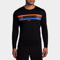 Brooks Distance Graphic Long Sleeve Men's Running Apparel Black/Relay Stripe