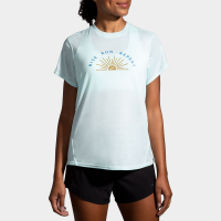 Brooks Distance Graphic Short Sleeve Spring 2022 Women's Running Apparel Ice Blue/Rise and Run