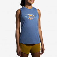 Brooks Distance Graphic Tank Spring 2022 Women's Running Apparel Blue Ash/Dog Day