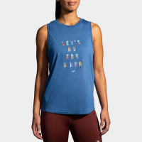 Brooks Distance Graphic Tank Spring 2022 Women's Running Apparel Blue Ash/Let's Go