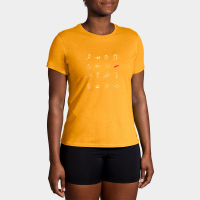 Brooks Distance Short Sleeve 2.0 Women's Running Apparel Heather Sun Glow/Running Icons