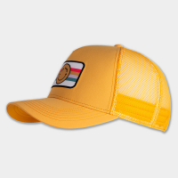 Brooks Surge Trucker Hat Hats & Headwear Sun Glow/Rainbow Stripe