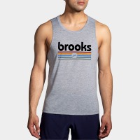 Brooks Distance Tank 2.0 Men's Running Apparel Heather Ashphalt/Brooks Track Stripe