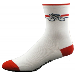 Gizmo Gear White / Red 5" Cuff Bicycle Cycling Socks
