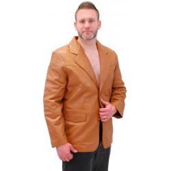 Light Brown Two Button Lambskin Leather Blazer #M1120BTN