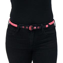 Single Row Narrow Pink Pyramid Studded Leather Belt - SPECIAL #BTBY138PP