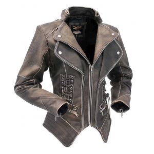 Women's Brown Vintage Steampunk Leather Jacket w/Concealed Pocket #LA15070XZZN