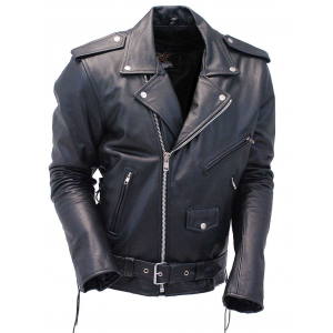 Premium Classic Side Lace Leather Motorcycle Jacket #M15L