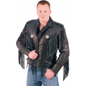 Beltless Fringed Leather Motorcycle Jacket #M400FB