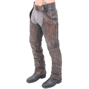 Premium Heavy Brown Vintage Deep Pocket Chaps #CA7202PN